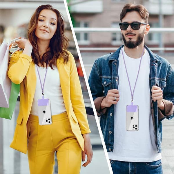 Telefonhalsstropp, universell telefonhåndleddsstropp, justerbar skulderstropp i nylon, regnbue lilla