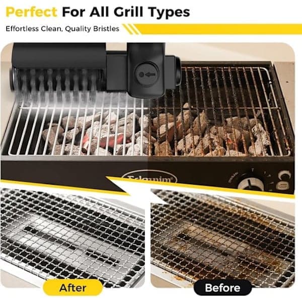 Elektrisk grillbørste justerbar rengøringsbørste i rustfrit stål til griller