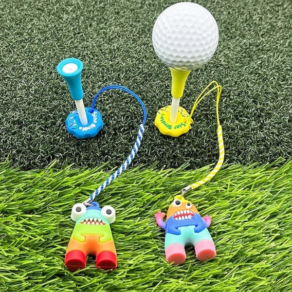 Anti-tabt plastik golfpeg-ophæng tegneserie golfpeg-ring med strop peg-tab-beskyttelse golf gul