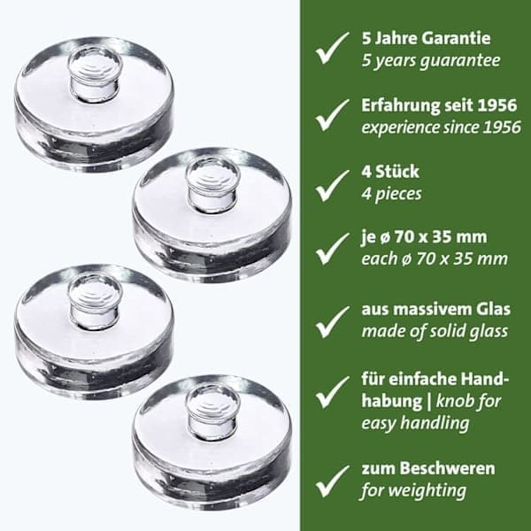 Glasvikter för fermentering, set om 4, Ø7 cm, fermenteringstillbehör för hembryggning