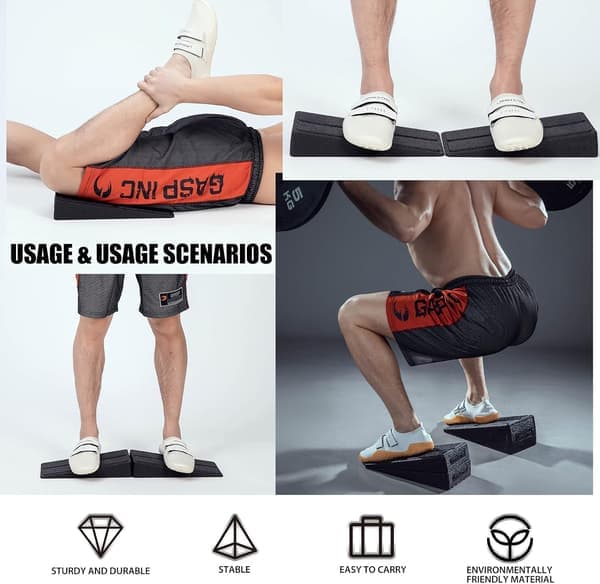 Squat Wedge Block, 3 Delar 30 cm Bensträckare, Skumkilbräda för Knäböj