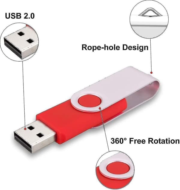 10-pack USB-minnen 2.0 - Vridbar - Jump Drive - Zip Drive - Hy 10-pack Röd