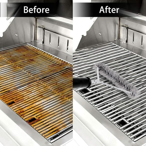 Grillborste - Triangulära borst i rostfritt stål för snabb och effektiv rengöring av alla grillar (30 cm)
