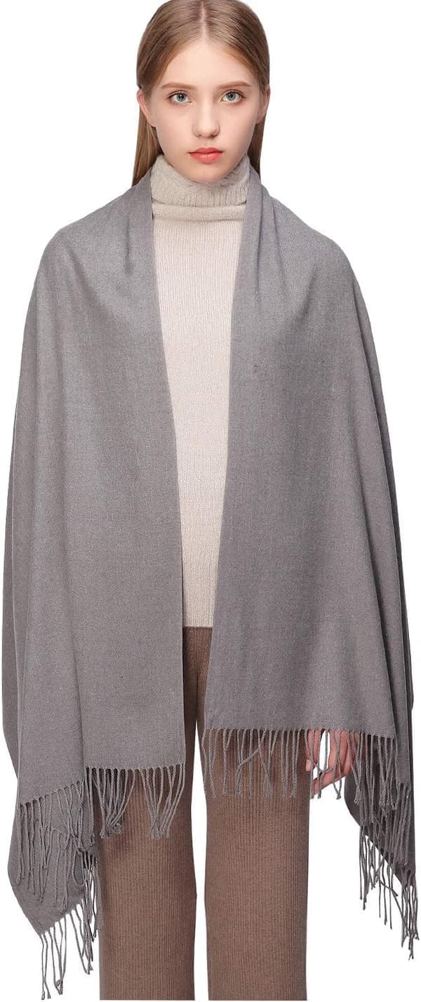 Dame Tørklæder Pashmina Sjaler og Wraps til Bryllupssjaler til Kvinder Vinter Grå Grey