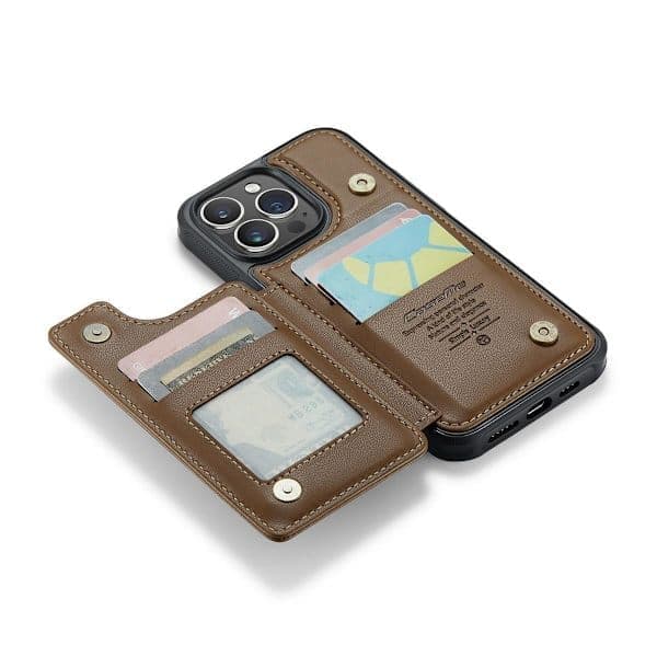iPhone 16E Pung Etui RFID Blokerende Støtte 5 Kortpladser PU Læder Sort Sort svart