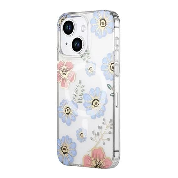 iPhone 15 Mobilcover MagSafe - Blomster Hvid