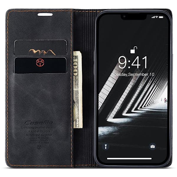 CaseMe Slim Plånboksfodral iPhone 15 Svart(YH)