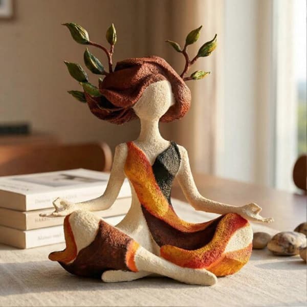 Abstrakt Yogaflickafigur i Harts – Mediterande Damstaty – för Spa & Yogarum B B