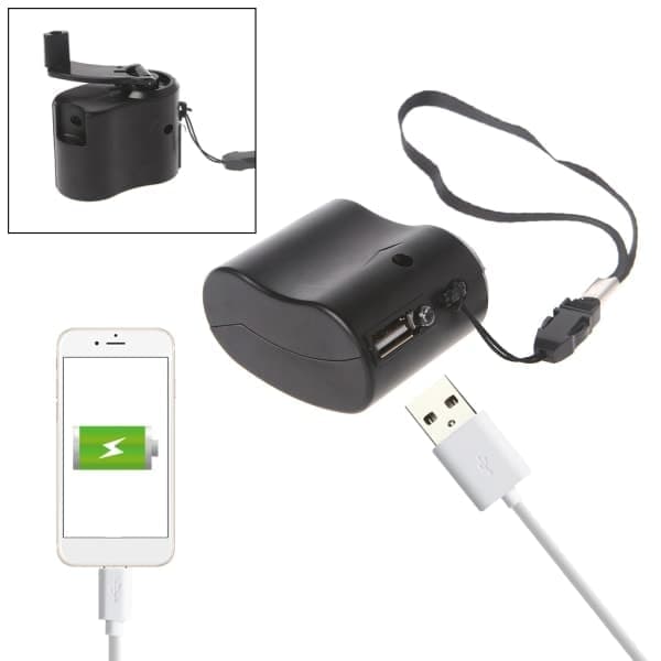 Nødoplader Manuel Håndsving Oplader Strøm USB Oplader til Nødsituationer eller Udendørs Håndsving Oplader Sort Sort Black