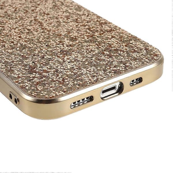 Mobilskal för iPhone 15 med elektropläterad ram TPU+PC Glitter Skal