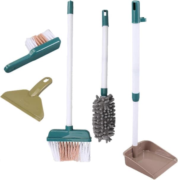 Städset för barn, låtsaslek hushållsset - Låtsaskvast, borste, mopp, spade, sopskyffel, städmaterial, städset för småbarn