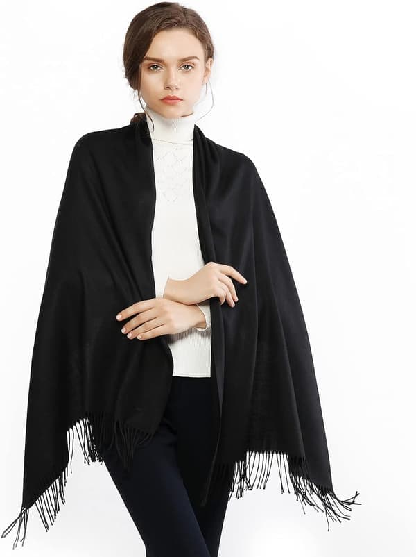 Dame Tørklæder Pashmina Sjaler og Wraps til Bryllup Tørklæder til Kvinder Vinter Sort Black