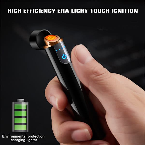 Mini Touch Sensor Flameless Lighter Bærbar USB Genopladelig Vindtæt Lighter Sølv Is Silver Ice
