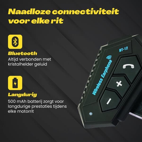 ING Motorcykelhjälm Headset Bluetooth, Med Mikrofon för Hjälm, Vattentät, Universell Passform