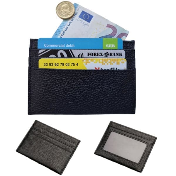Nahkainen korttikotelo setelitaskulla ja henkilökorttitaskulla Musta