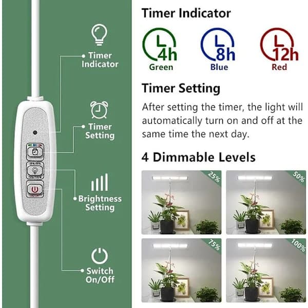 Full Spectrum LED Växtlampa 120 LED / Växtbelysning – Timer, Justerbar