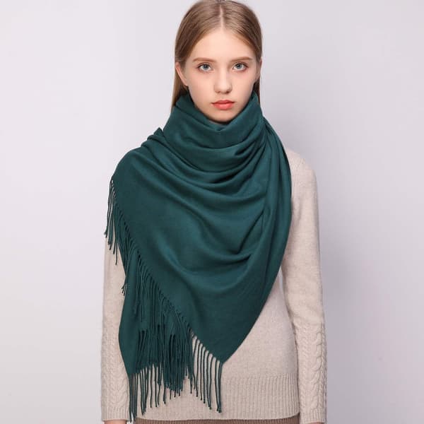 Dame Tørklæder Pashmina Sjaler og Wraps til Bryllup Sjaler til Kvinder Vinter Grøn Green