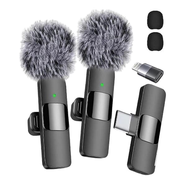 Trådløs Mini Lavalier Mikrofon for iPhone Android PC, USB-C & Lightning, Støyreduserende Clip-On Mikrofon for Vlogging & Opptak Svart Black