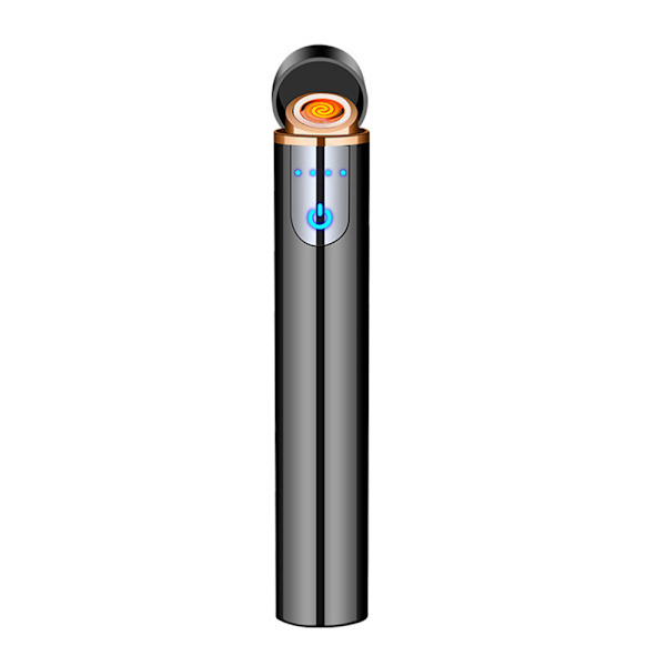Mini Touch Sensor Flameless Lighter Bærbar USB Genopladelig Vindtæt Lighter Sort Black