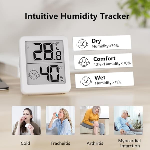 Trådløst Termometer og Hygrometer Indendørs/Udendørs - Hvid/Sort Hvid white