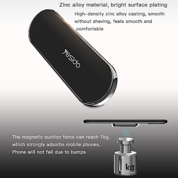 Yesido C83 Magnetisk Biltelefonhållare Lat Zinklegering Slim Telefonfäste Silver Silver Silver
