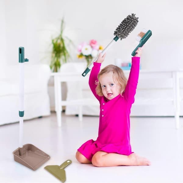 Städset för barn, låtsaslek hushållsset - Låtsaskvast, borste, mopp, spade, sopskyffel, städmaterial, städset för småbarn