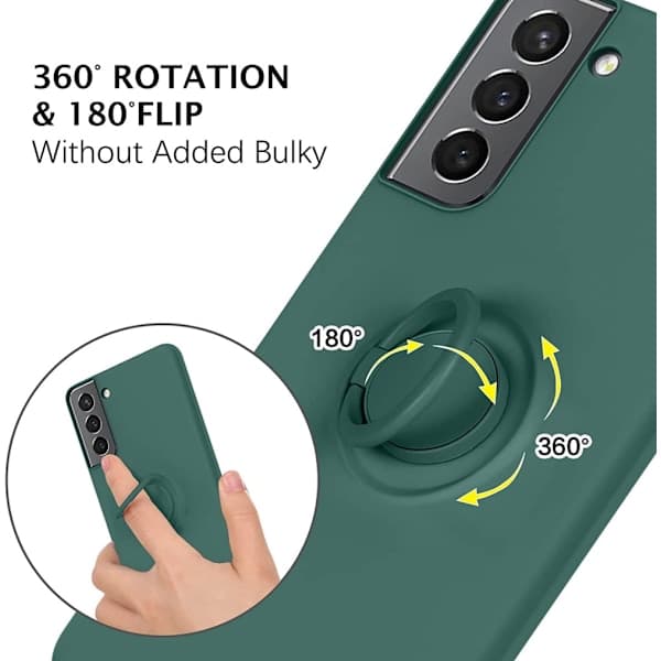 Samsung S21 - Vælg farve silikonecover magnetisk ringholder sort