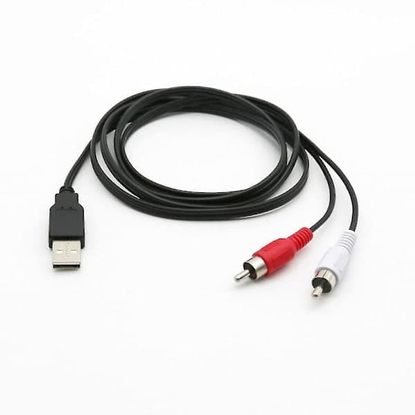 USB A hann til 2x RCA Phono hann AV-kabel LED PC TV Aux lydvideoadapter (1,5M)