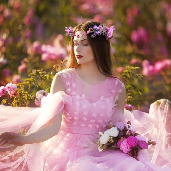 Fairy Queen-krona rosa vingar älvhuvudbonad skogsfjäril