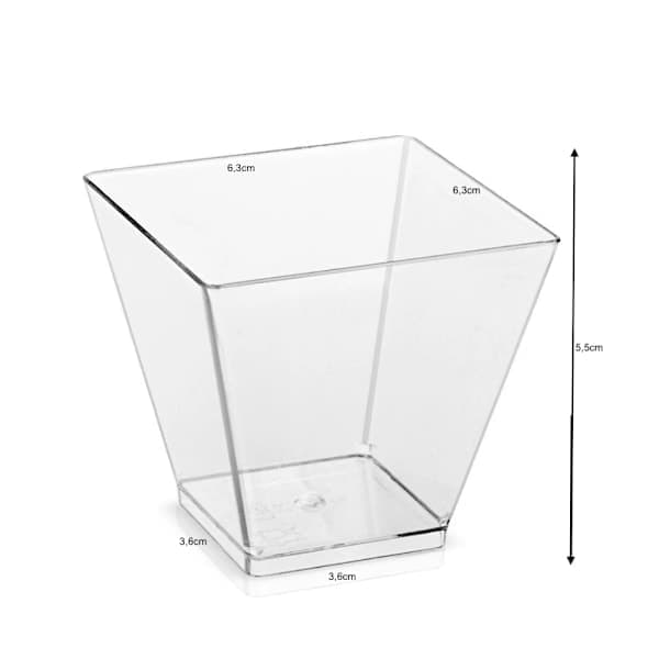 50-pak firkantede dessertkopper 120 ml plastik serveringskopper til mousse, sort