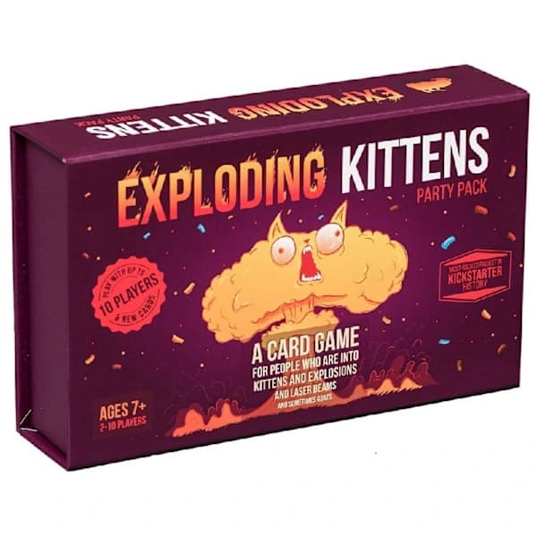 Exploding Kittens Party Pack, korttipeli aikuisille, teineille ja lapsille - Hauskoja perhepelejä - Venäläinen ruletti -korttipeli