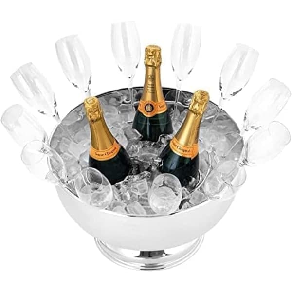 Stor bålfad i rustfrit stål - metalspand til champagne, vin, øl, is og fest
