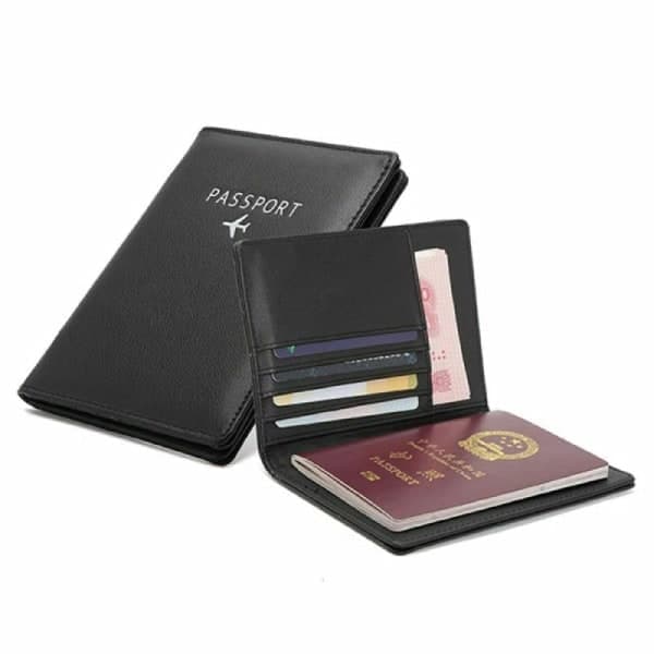 Pas-etui i PU-læder, Sort Sort