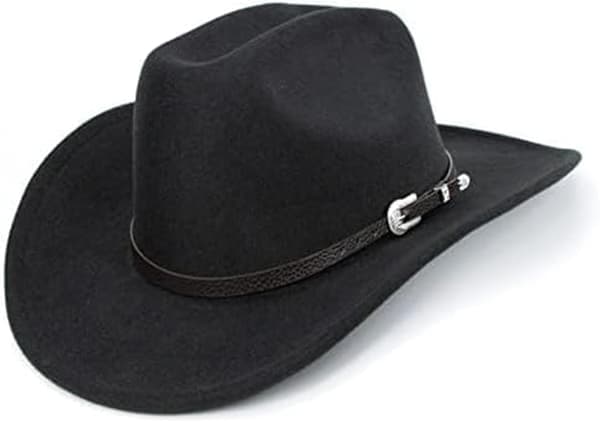 Western Cowboyhatt for menn kvinner Klassisk Roll Up Fedora-hatt med spenne (Størrelse: Medium)