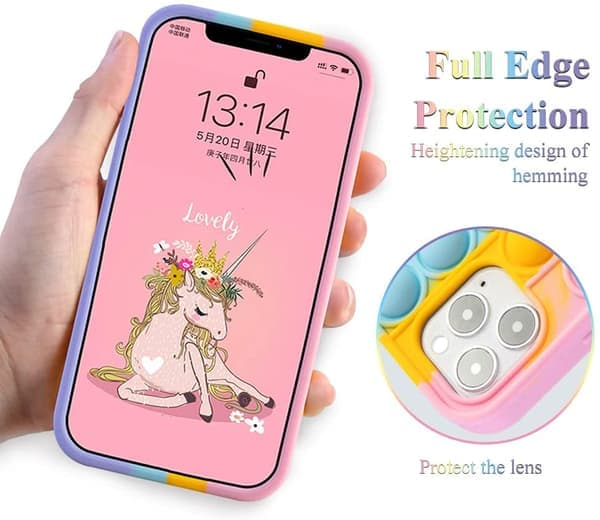 Pop It Fidget Push Bubble Leketøy Telefondeksel Stressball iPhone 12MINI
