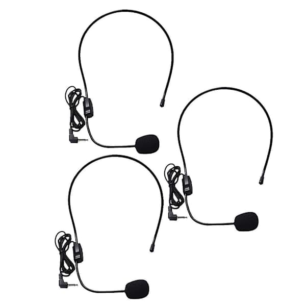 3 stk. kablede hovedtelefoner Letvægts headset mikrofon ørekrog mikrofon stemmeforstærker mikrofon øremikrofon headset kablet mikrofon
