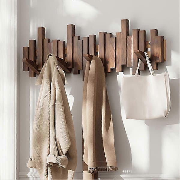 Klesstativ i tre, piano-design, veggmontert, multifunksjonelt, sammenleggbart, estetisk romdekorasjon, bøk, 3 kroker Beech 3 Hooks