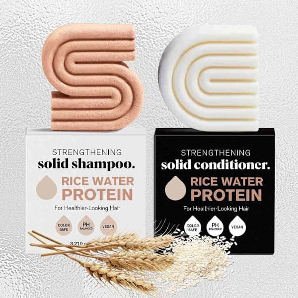 Styrkende shampoo og balsam med risvandsprotein, 2 stk i 1 sæt 2pcs 1set