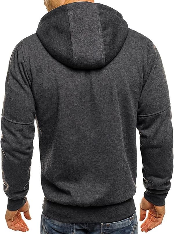 Hettegenser for menn, lett jakke med glidelås, mørkegrå M Dark Grey M