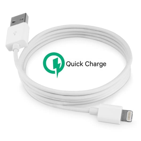 Meter hurtigoplader iPhone 5/6/6s/6 Plus/7/8/X/11/Pad Hvid
