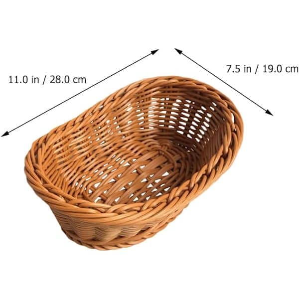 2 st imitation rotting flätade brödkorgar poly korg fruktkorgar för matservering display grönsaker hem kök restaurang utomhus brun L
