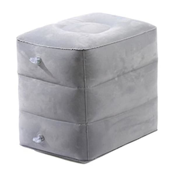 Oppustelig flyfodstøtte, justerbar højde, holdbar, blød, universel, foldbar, bærbar lysegrå light grey