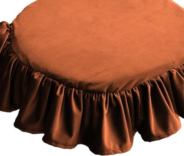 Orange fløjlsstolhynde med flæsekant