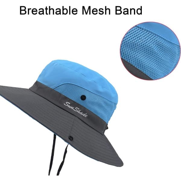 Solhatt Kvinner Menn 3\" Bred Brem UPF 50+ Fiske Strand Bøttehatter Lys Grå Grå Lysgrå Grå Lightgrey Grey