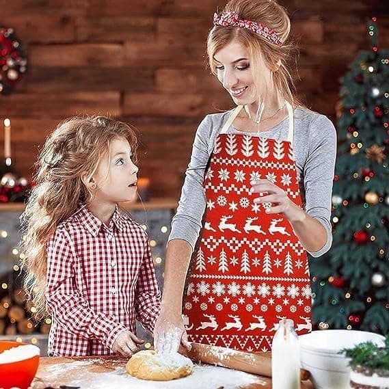 1 st Julköksförkläde Rött God Jul-förkläde Nyhet Klassiska linneförkläden Justerbar nackrem Presentdekoration