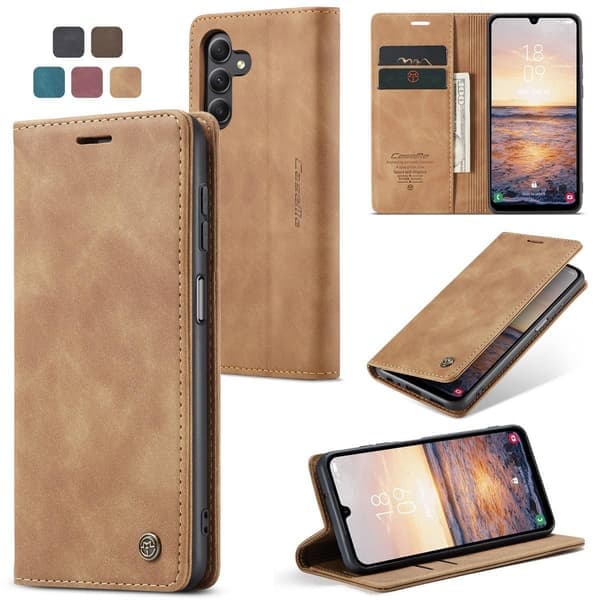 (För Samsung A52 /A52S 5G) Retro Läder Plånboksfodral med Stativ och Kortplatser Kaffe kaffe coffee