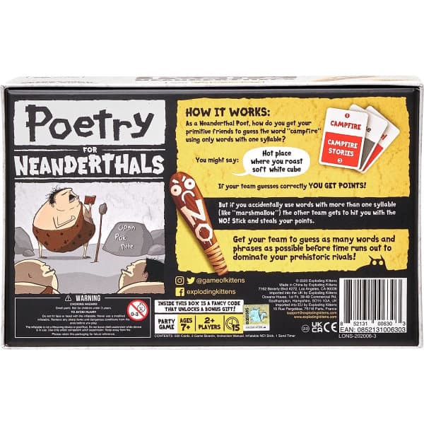 Poetry for Neanderthals by Exploding Kittens - Korttipelit aikuisille, teineille ja lapsille, hauskoja perhepelejä