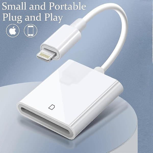 Apple Lightning til SD-kort kamera læser adapter til iPhone iPad kamera slot spilkamera kortlæser til iPhone Mini, ingen app nødvendig - Plug and Play