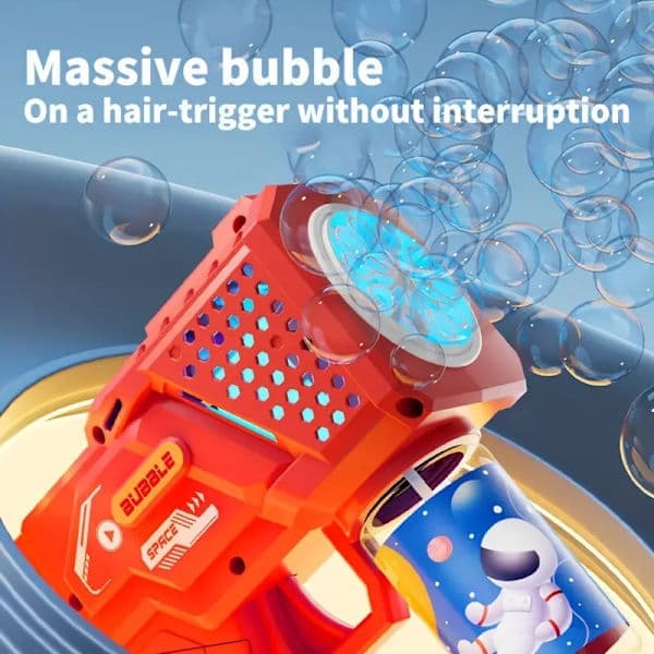 Batteridriven bubbelpistol, säker för barn 3-6 år, röd (batterier ingår ej)