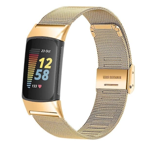 Fitbit Charge 6 5 Milanese Loop rustfritt stålarmbånd med sølvfarge silverfärgad